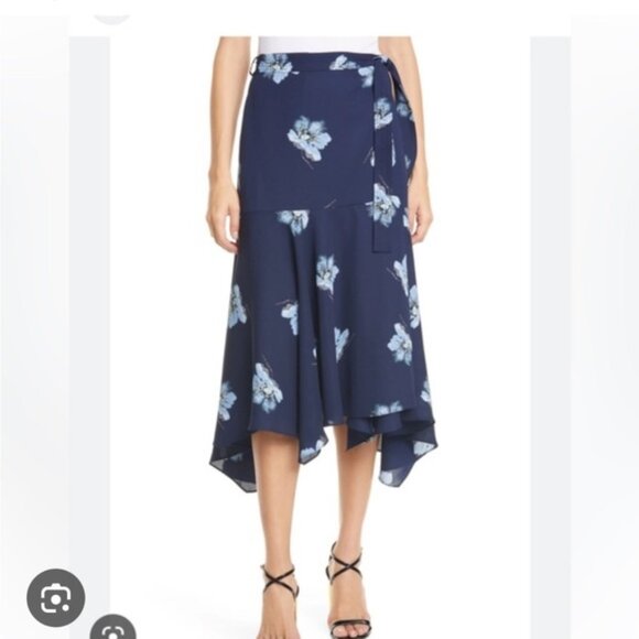 NWT | Club Monaco Wrap Midi Skirt (floral print) | Sz US 00 - Picture 2 of 6